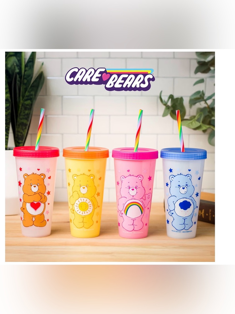 Care Bears Hearts Stars, 4 Pack Color Changing Tumbler, 24oz